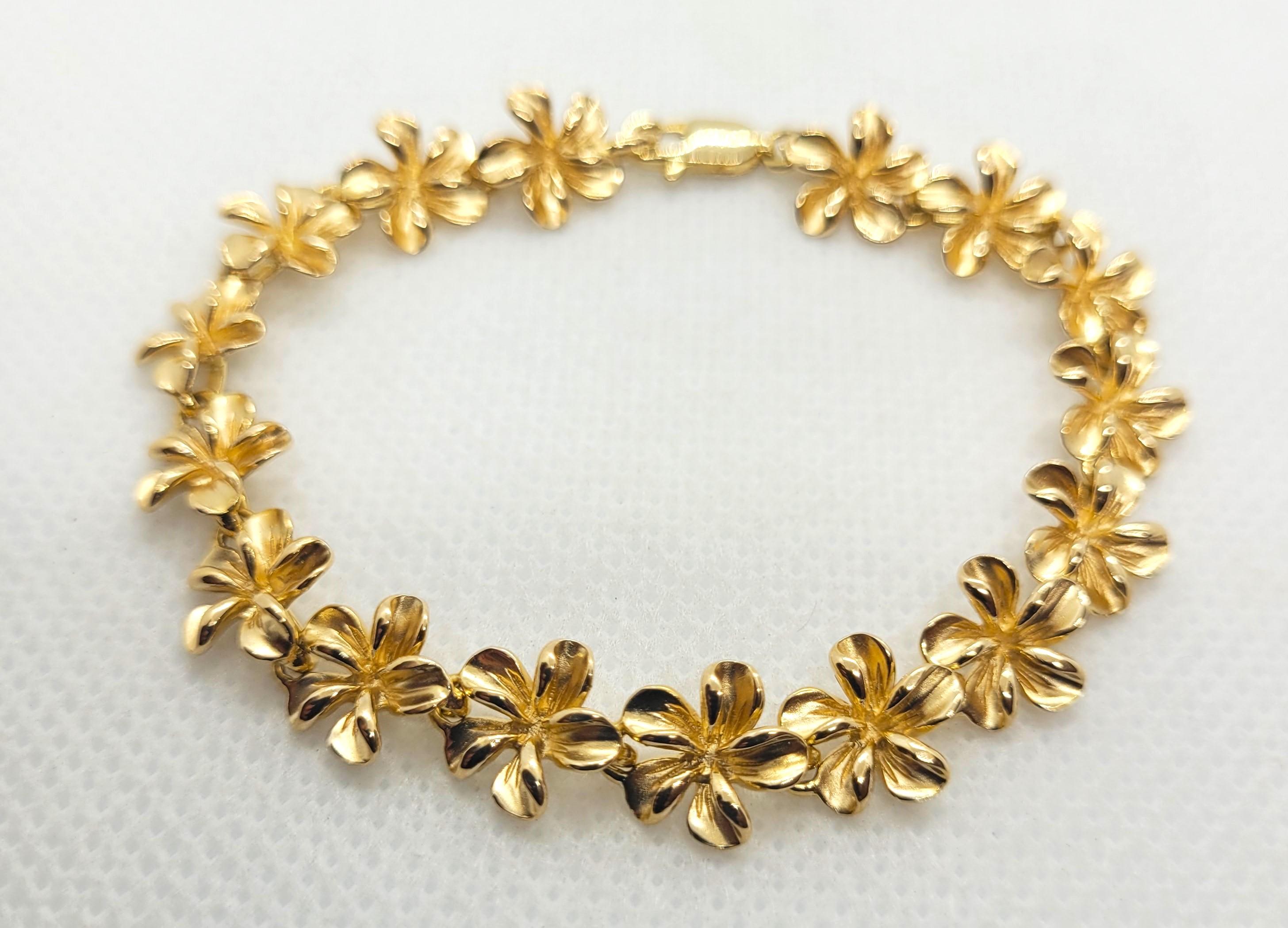 plumeria gold bracelet
