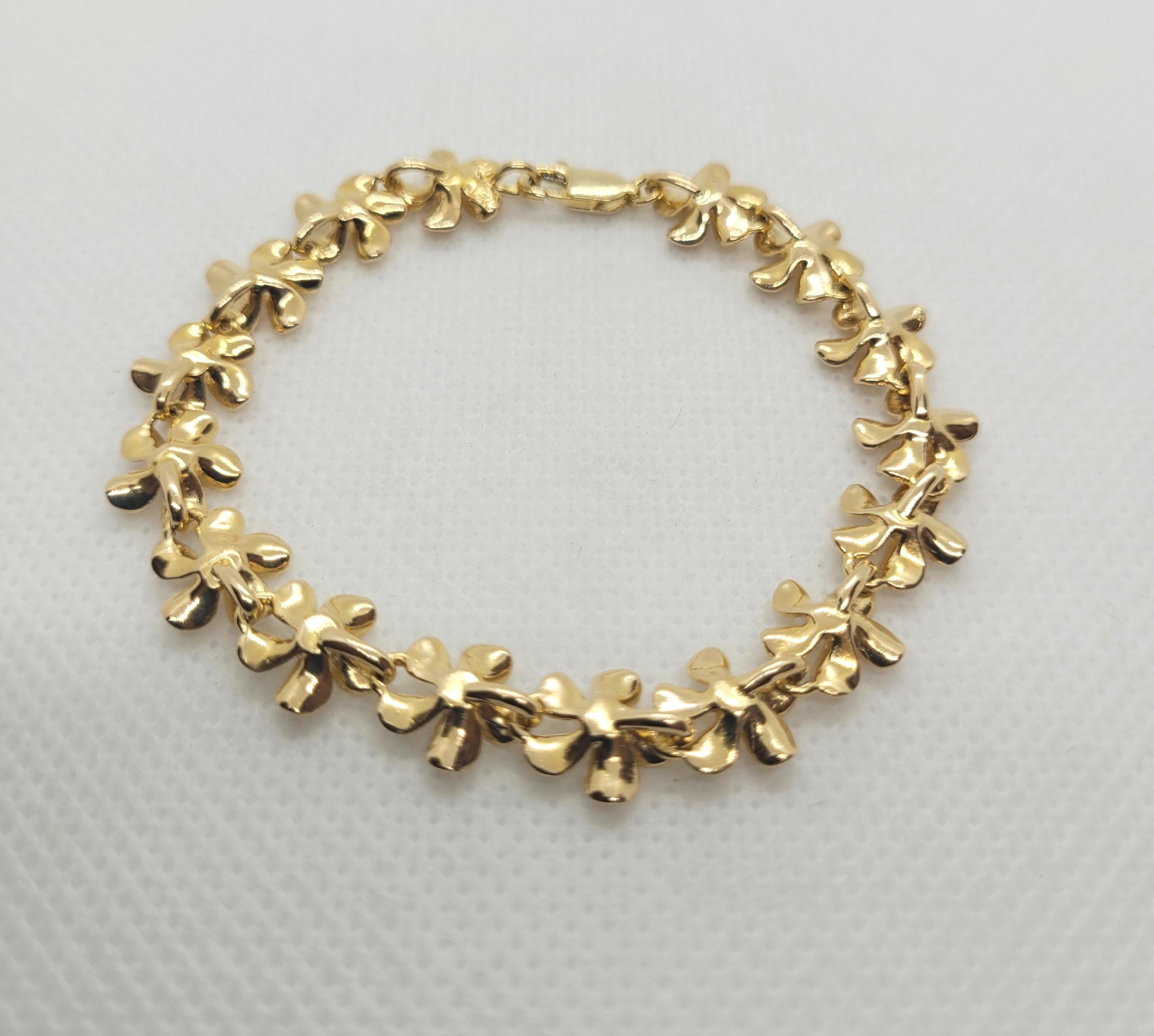 14k gold plumeria bracelet