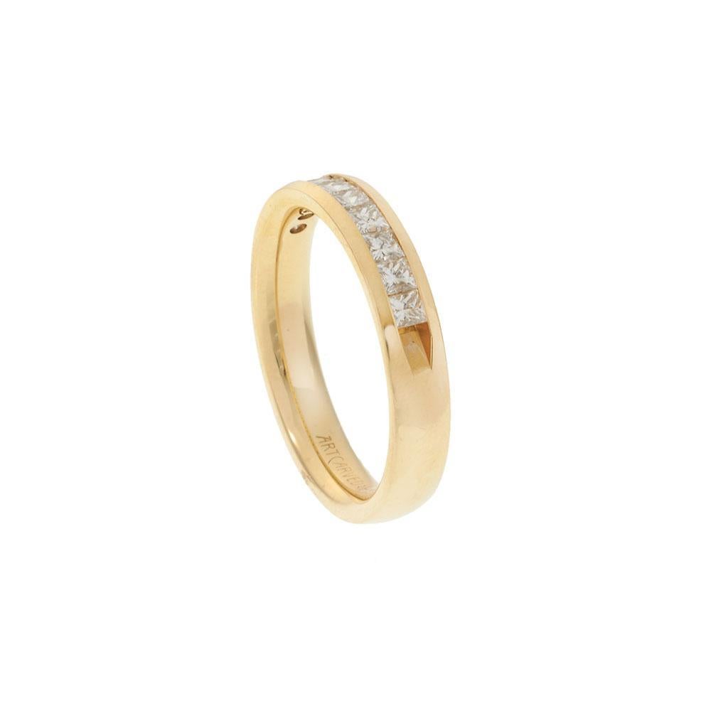 Bandeau en or jaune 14KT à diamants taillés en princesse Neuf - En vente à New York, NY