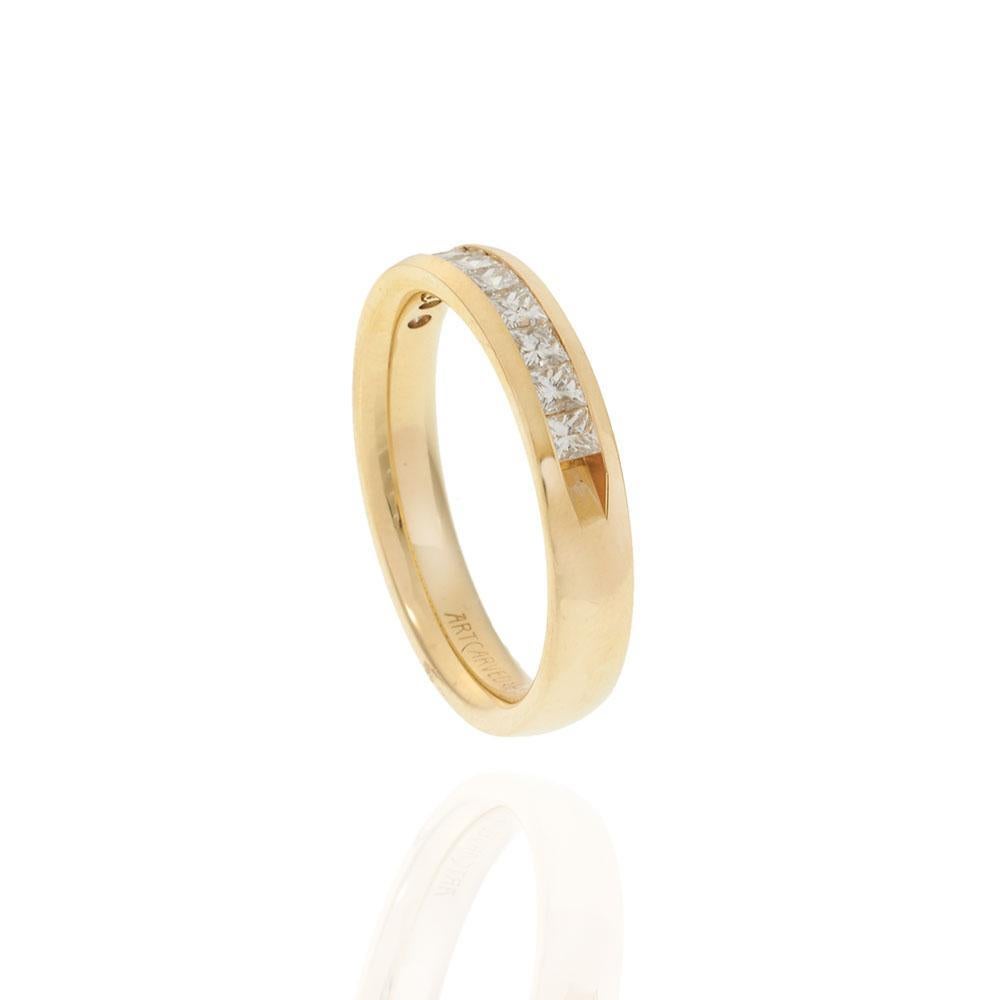 Bandeau en or jaune 14KT à diamants taillés en princesse en vente 1