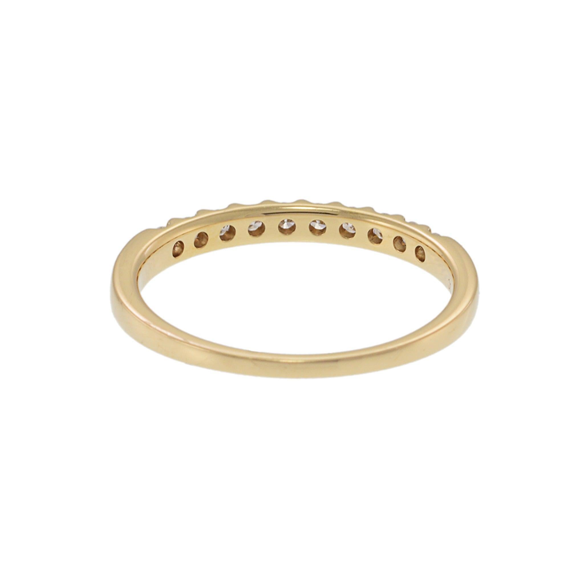 14KT Yellow Gold Prong Set Diamond Band For Sale 1