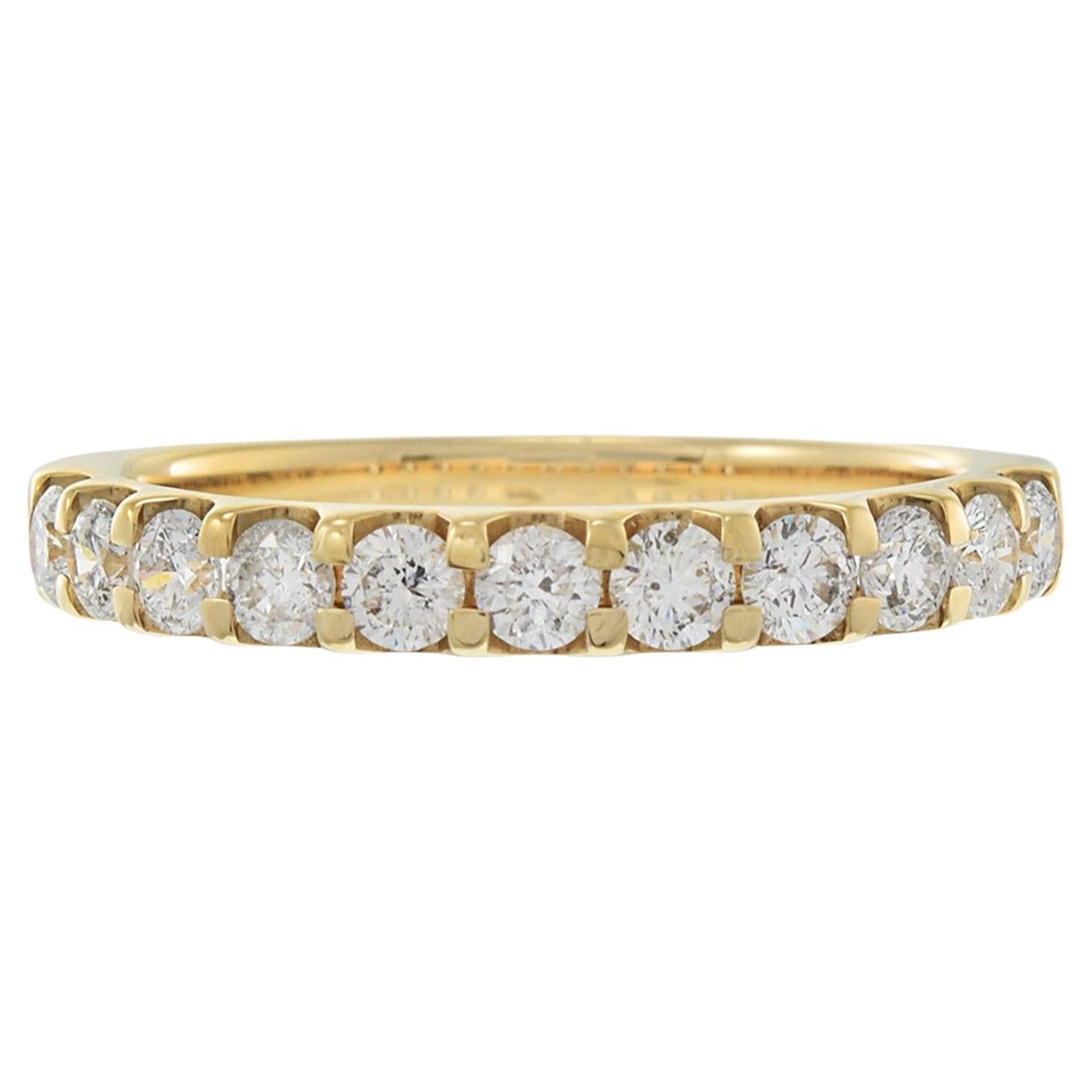 14KT Yellow Gold Prong Set Diamond Band For Sale
