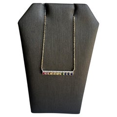 Collana a barre con arcobaleno in oro giallo 14kt - Diamanti, regolabile, nuovo