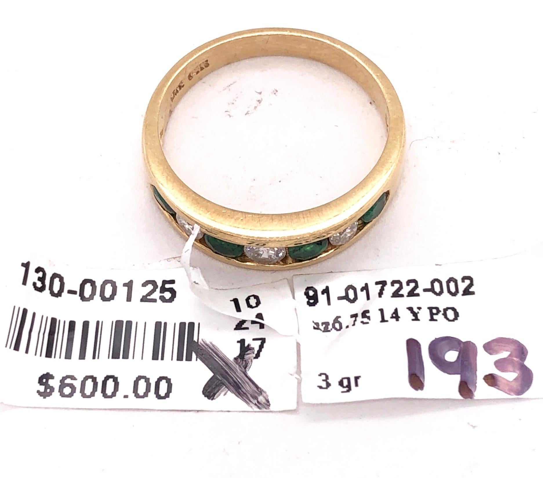 14 Karat Gold Ring or Wedding Band Seven-Stones Emerald and Diamond .36TDW For Sale 4