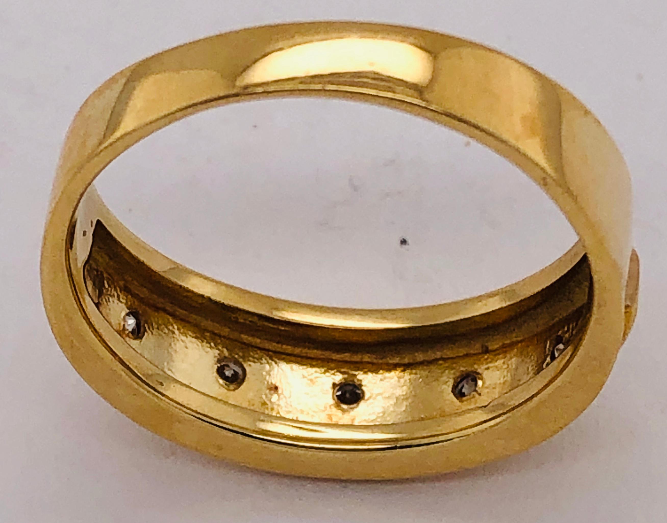 14 Karat Yellow Gold Ring Wedding Band with Five Diamonds .35 Carat For Sale 3