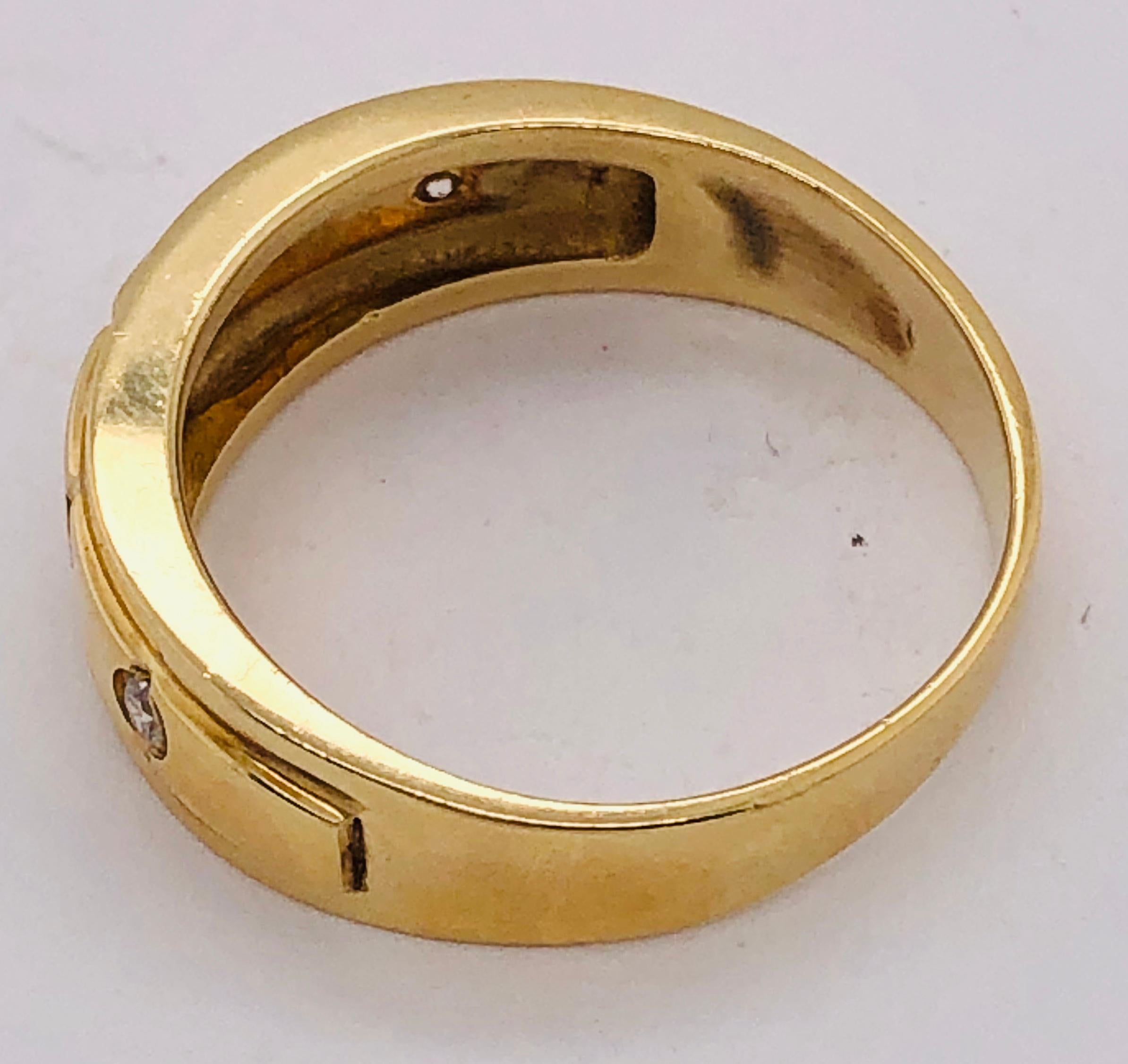 14 Karat Yellow Gold Ring Wedding Band with Five Diamonds .35 Carat For Sale 1