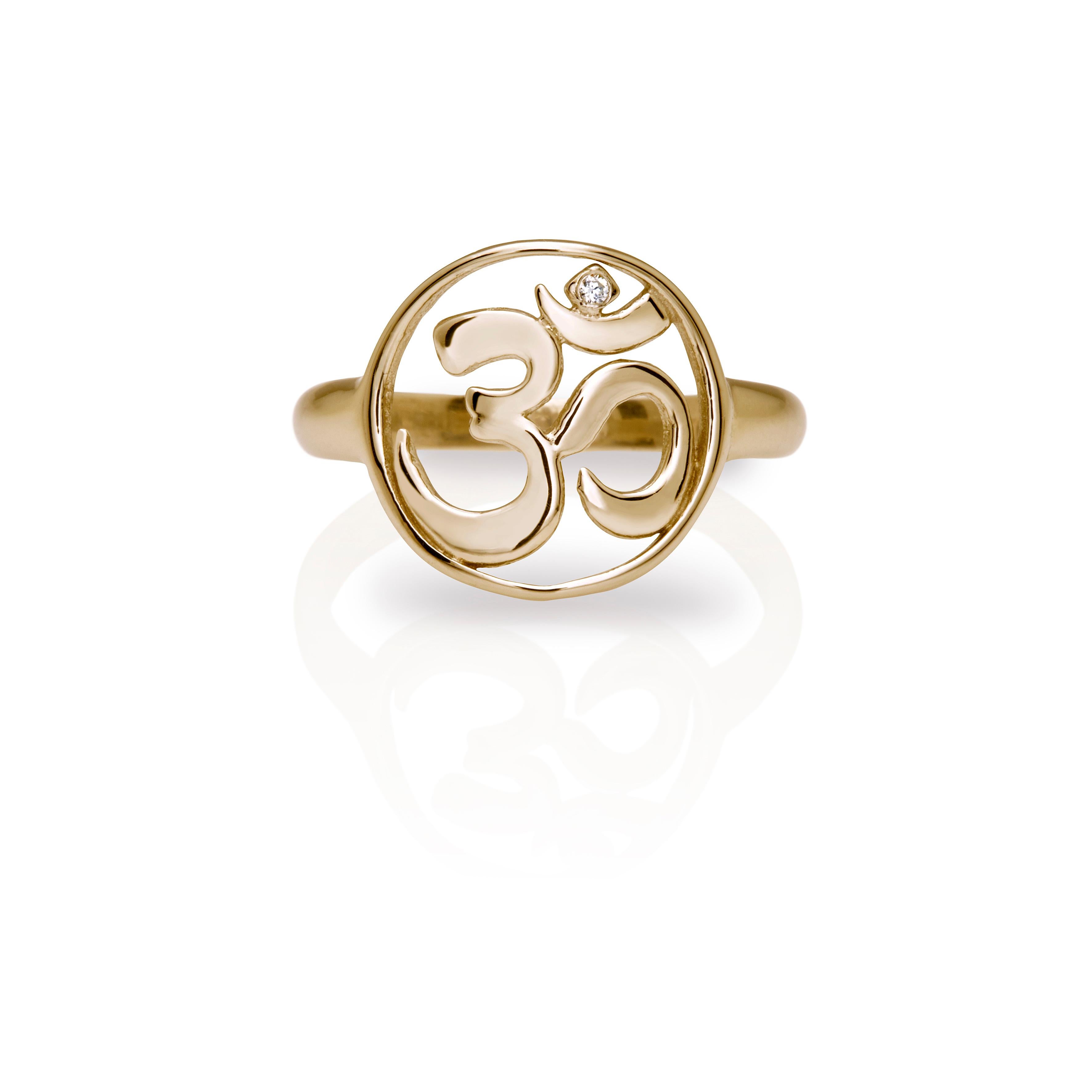 For Sale:  Handcrafted Yoga Ring with Om Aum Symbol in 14Kt Gold and Brilliant Cut Diamond 3