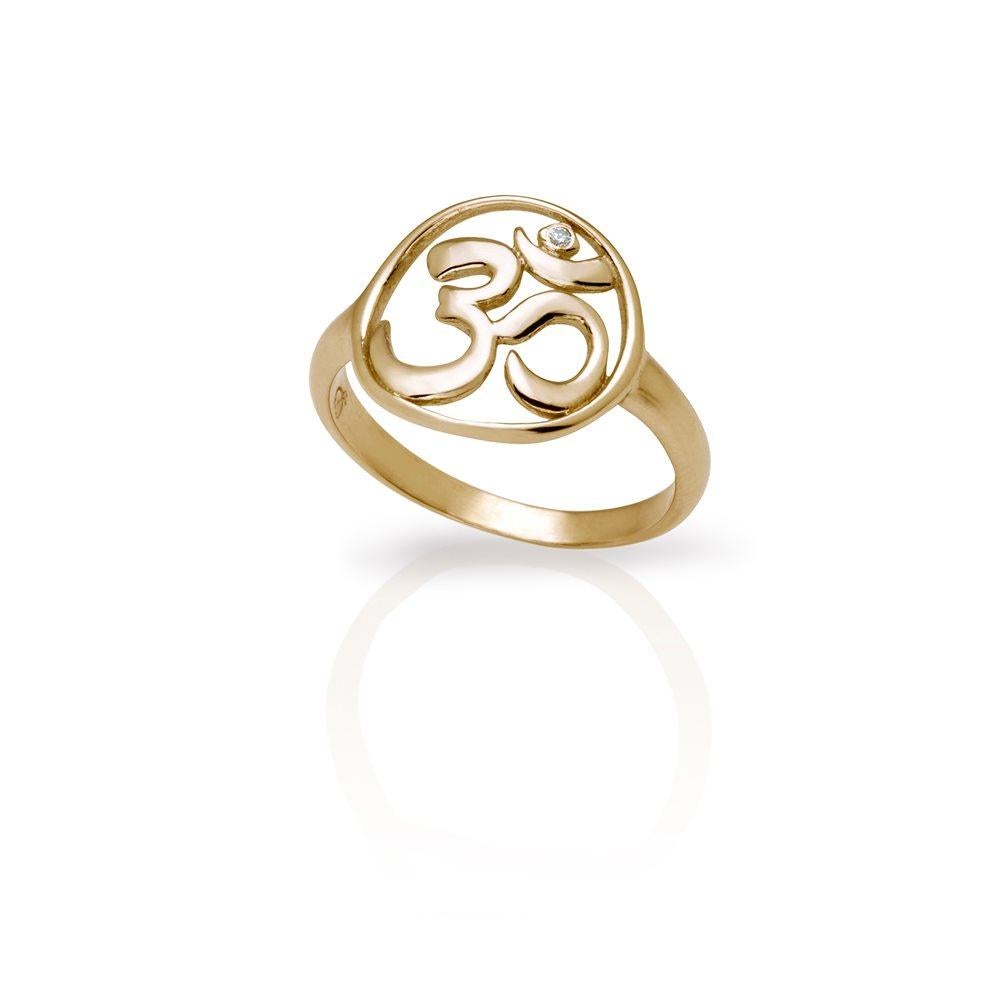 For Sale:  Handcrafted Yoga Ring with Om Aum Symbol in 14Kt Gold and Brilliant Cut Diamond 5