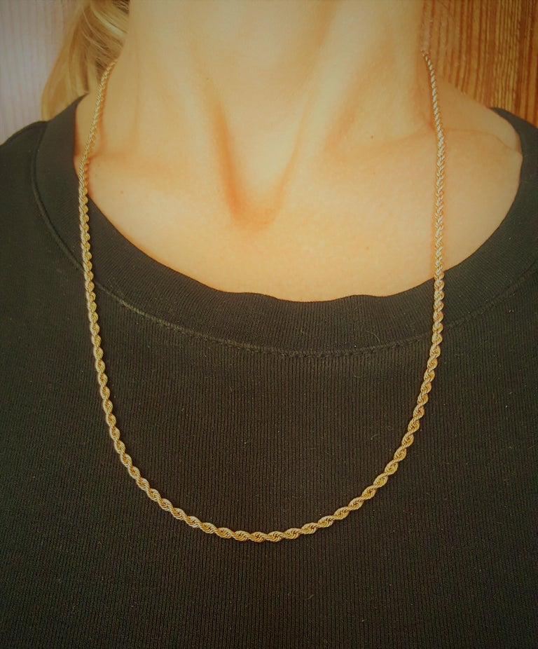 14kt Yellow Gold Rope Chain Barrel Clasp w/ Figure 8 Safety 18.3gr For