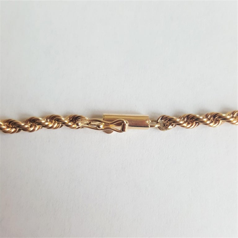 14kt Yellow Gold Rope Chain Barrel Clasp w/ Figure 8 Safety 18.3gr For