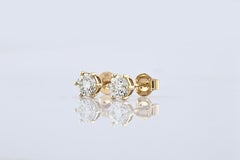14KT Yellow Gold Round Brilliant Diamond Six-Prong Solitaire Stud Earrings