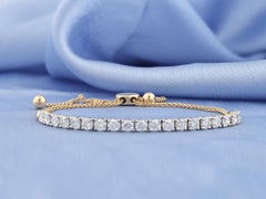 14KT Yellow Gold Round Diamond 2.0 Cts Adjustable Bolo Tennis Bracelet