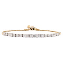 14KT Yellow Gold Round Diamond 2.0 Cts Adjustable Bolo Tennis Bracelet