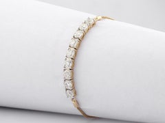 Pulsera bolo ajustable de oro amarillo de 14 quilates con diamantes redondos de 4,05 quilates