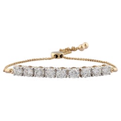 Pulsera bolo ajustable de oro amarillo de 14 quilates con diamantes redondos de 4,05 quilates