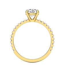 14kt Yellow Gold Round Diamond with Pavé 1 Carat Center '1.3 Carat' I SI2 GIA