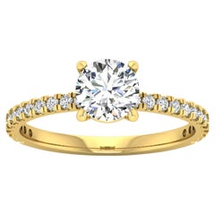 14kt Yellow Gold Round Diamond with Pavé 1 Carat Center '1.3 Carat' I SI2 GIA