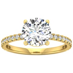 14kt Yellow Gold Round Diamond with Pavé 2 Carat Center 
2.3 Carat
 F VS2 GIA