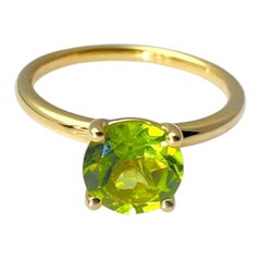14KT Gelbgold Rund Peridot Solitär Ring