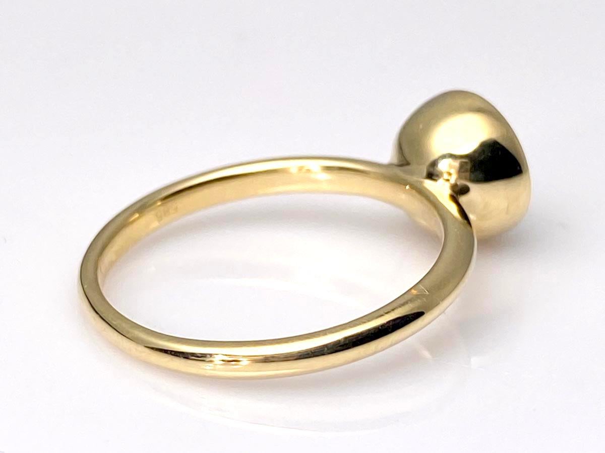 Bague en or jaune 14KT avec chaton en quartz fumé rond Neuf - En vente à Antwerp, BE