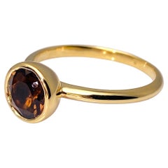 14KT Yellow Gold Round Smoky Quartz Bezel Ring