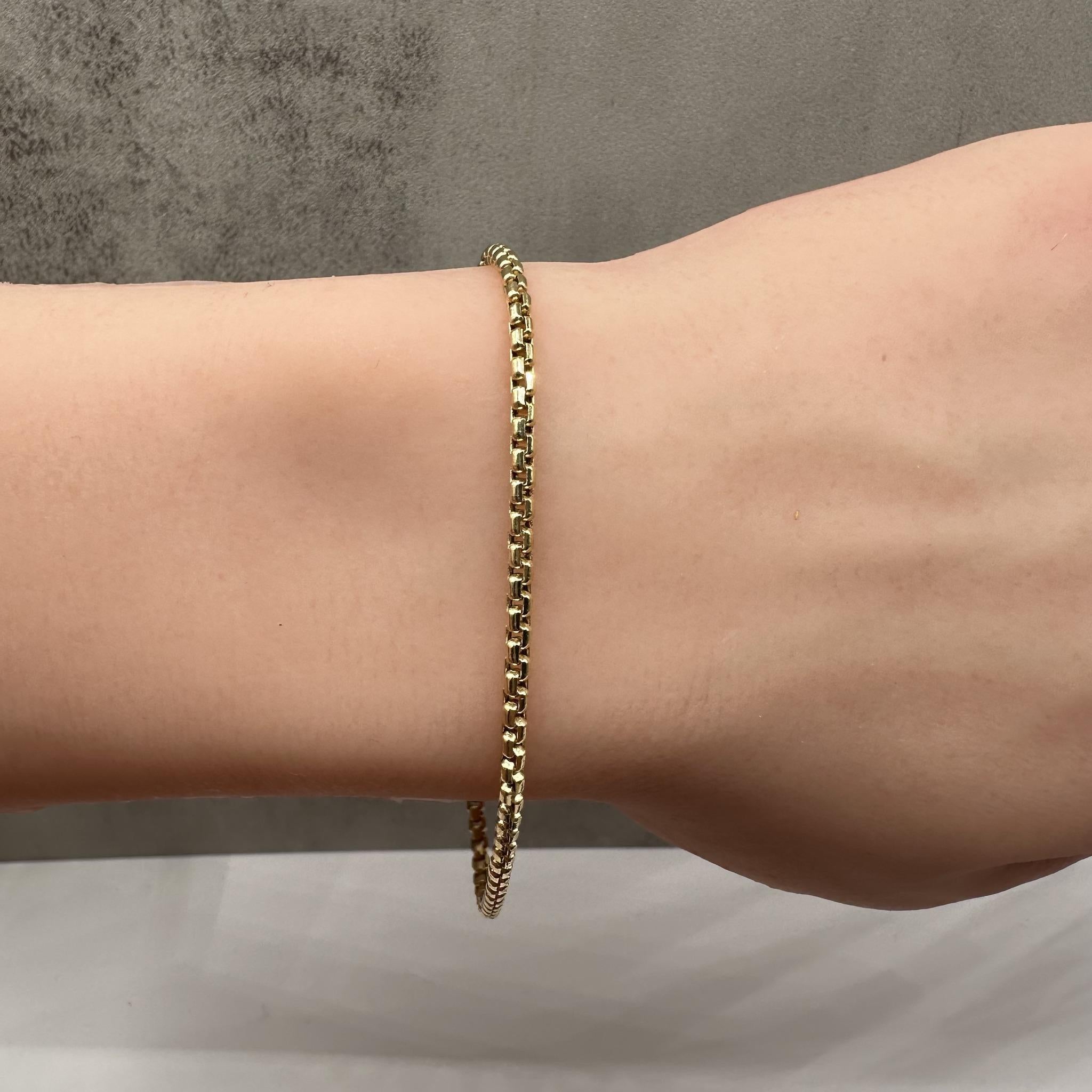 Femenino o masculino Pulsera de cadena de caja redondeada de oro amarillo de 14 kt - 7,75 pulg., 2,4 mm, 2,93 g, Nuevo en venta