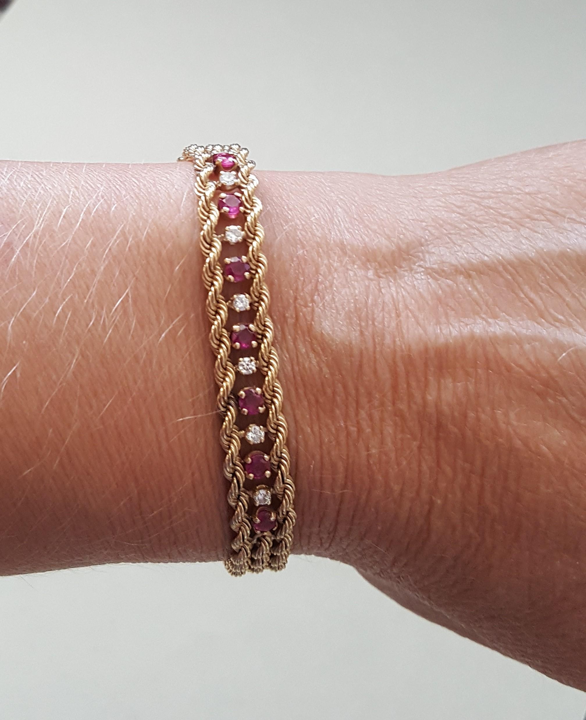 14k gold ruby and diamond bracelet