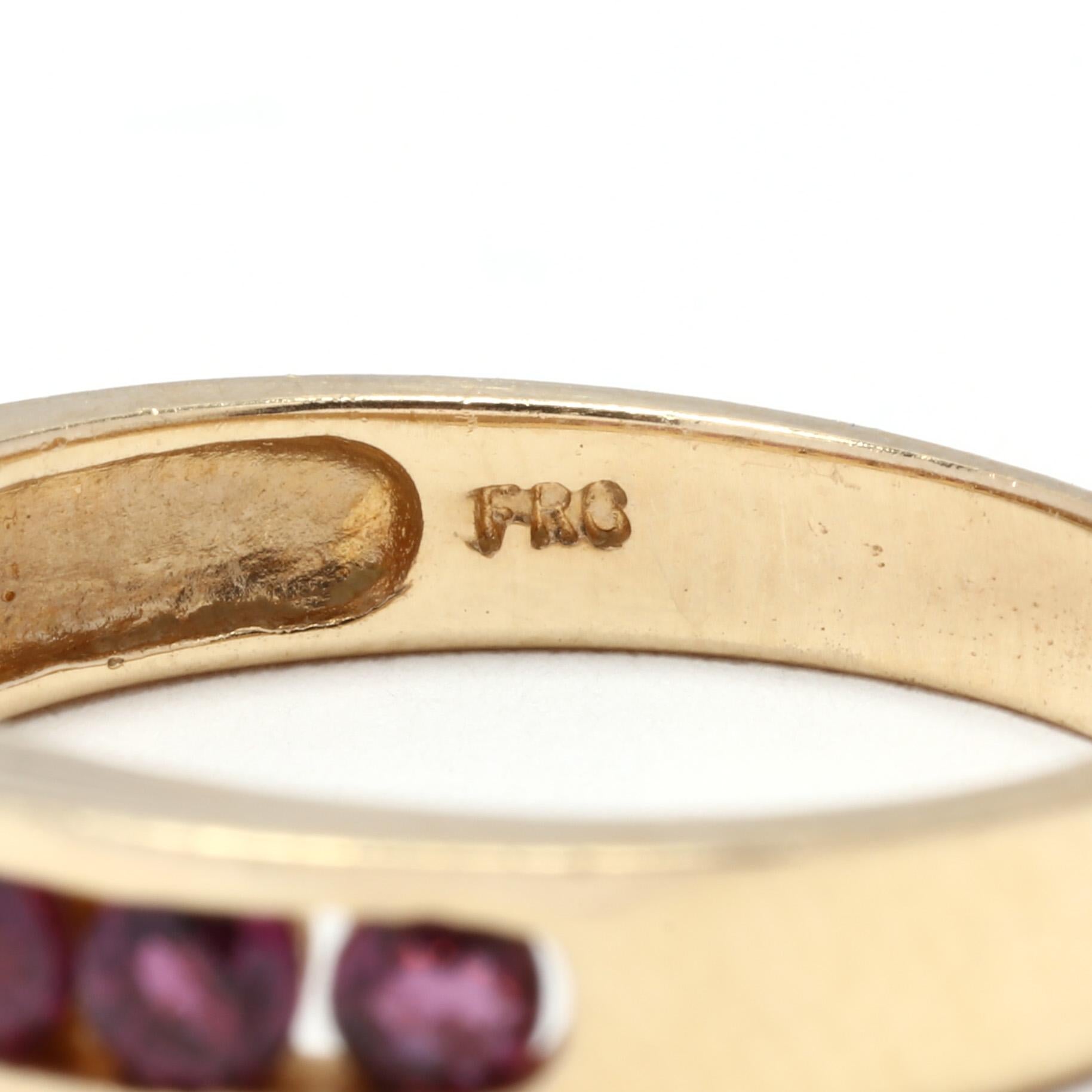14KT Yellow Gold Ruby Channel Set Band In Good Condition In McLeansville, NC