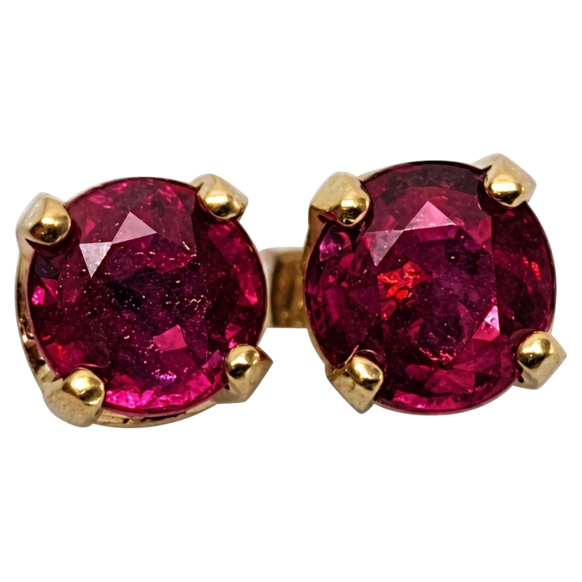 14kt Yellow Gold Ruby Stud Earrings, Friction Post, Approx. .45cttw, Italy