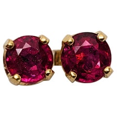 14kt Yellow Gold Ruby Stud Earrings, Friction Post, Approx. .45cttw, Italy