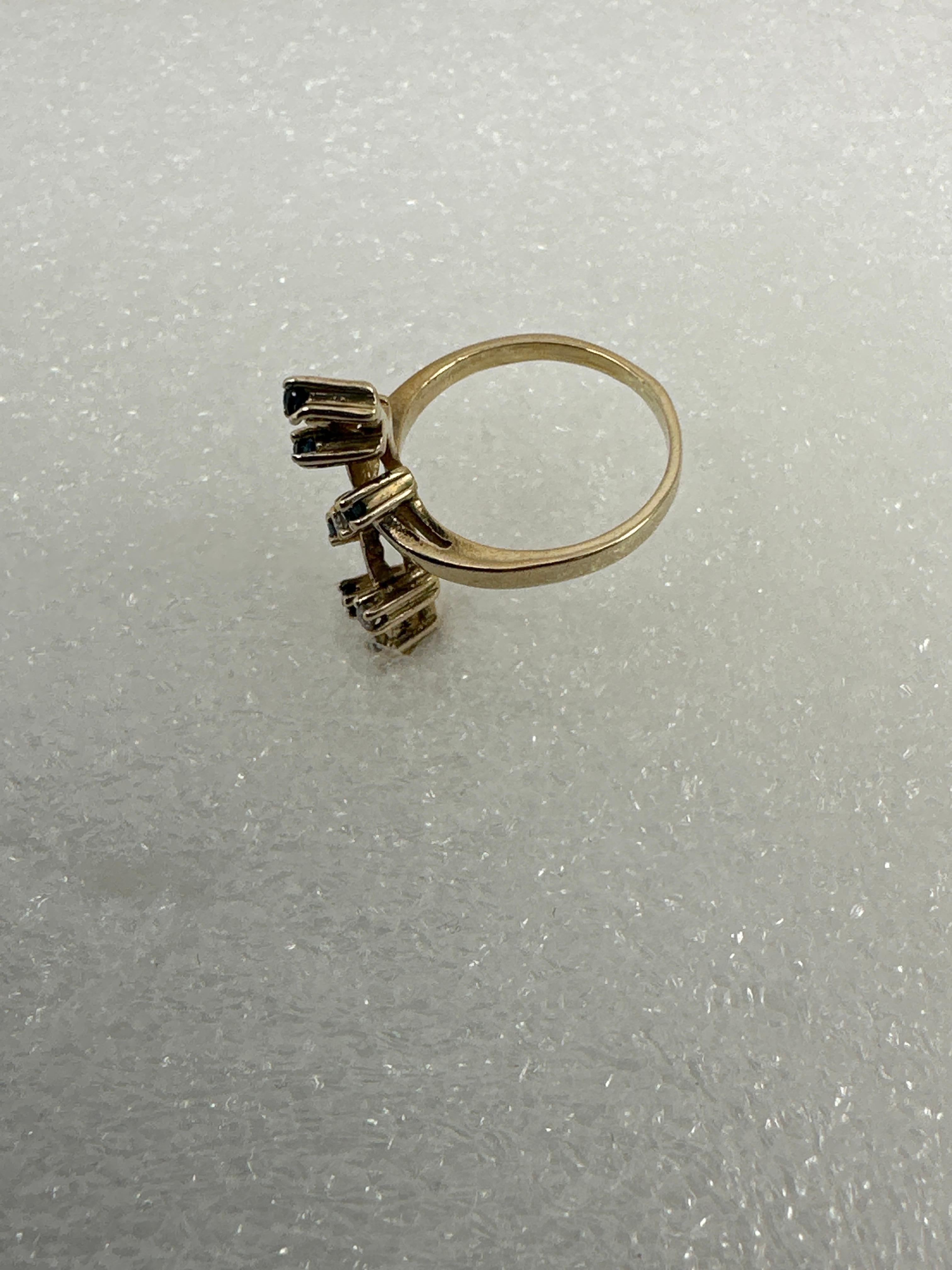 14kt Yellow Gold Sapphire and Diamond 1” wide Ring Size 4 1/4 For Sale 2