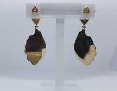 14kt Yellow Gold Scroll Design Dangle Earrings, Italian Made, Friction, 11 grams