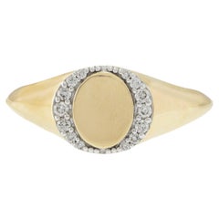 14KT Gelbgold Signet Diamant Ring