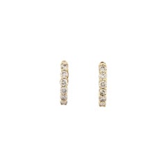 14KT Yellow Gold Small Diamond Huggie Hoop Earring