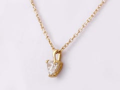 14KT Yellow Gold Solitaire Heart Cut Diamond Pendant Necklace