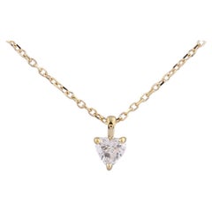 14KT Yellow Gold Solitaire Heart Cut Diamond Pendant Necklace