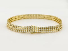 14KT Yellow Gold Sophisticated 3-Row Diamond 4.99 Cts Tennis Bracelet
