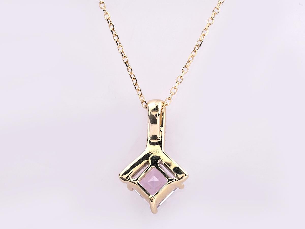 De las mujeres Colgante Gota Cuadrada Amatista y Diamante Oro Amarillo 14KT en venta