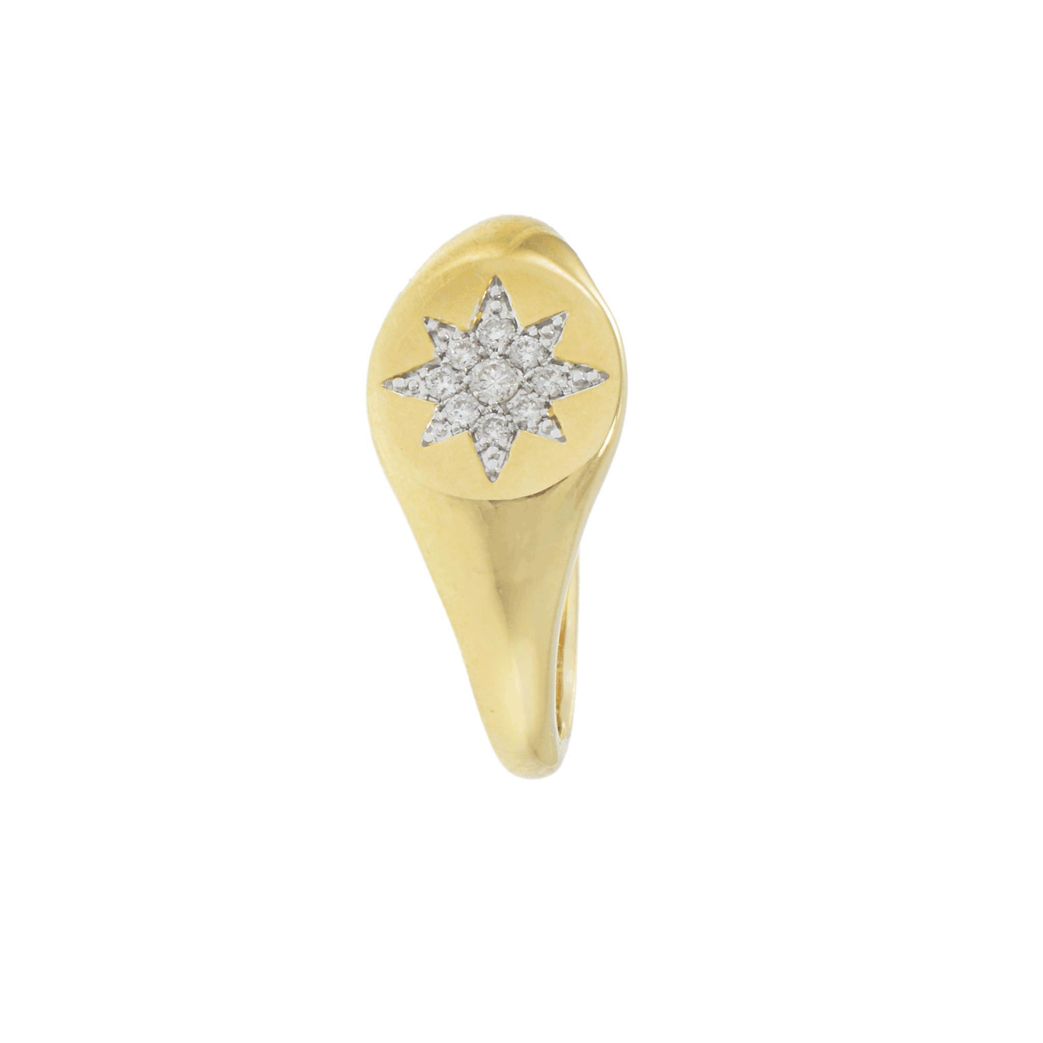 14KT Yellow Gold Starburst Diamond Ring In New Condition In New York, NY