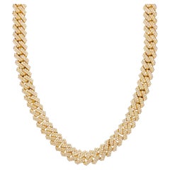 14kt Yellow Gold Thin Cuban Link Chain with 16.10ct Diamonds
