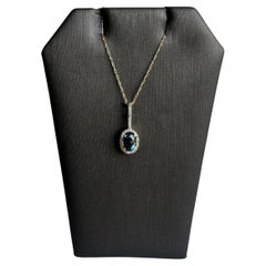 14kt Yellow Gold Topaz and Diamond Necklace - London Blue Topaz & 0.10ctw Dia.