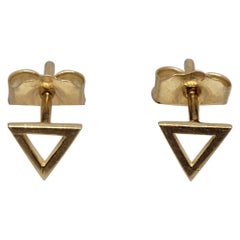 14kt Yellow Gold Triangle Earrings, Friction Posts, Petite, .4 Grams, Stamp 14kt