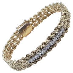 Bracelet en or jaune 14kt triple corde diamant rond brillant, .20cttw, 23.6 gr