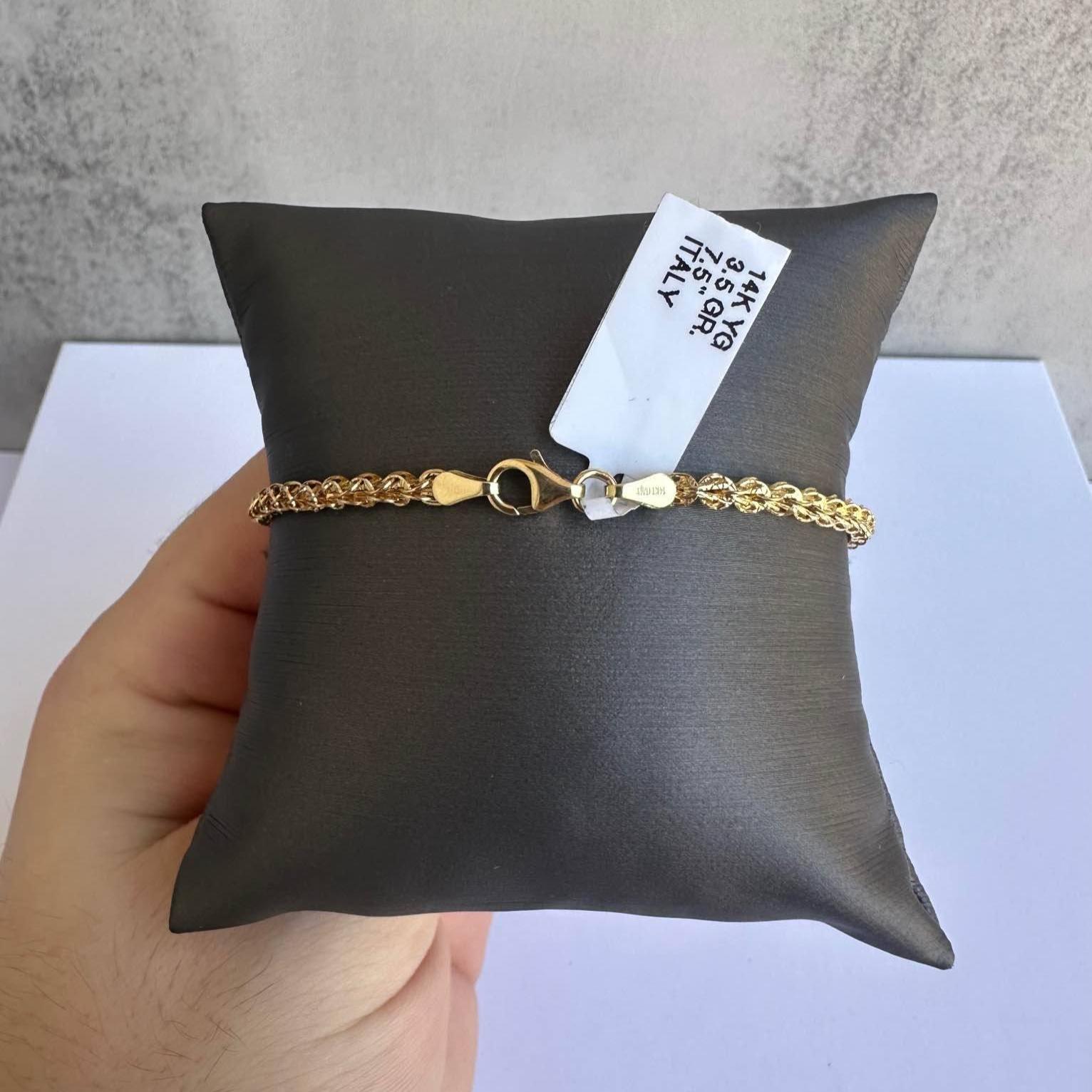 Modern 14kt Yellow Gold Turkish Link Bracelet - 7.5 Inches, Stamped Italy, 3mm, New