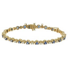 14KT Yellow Gold Vintage Sapphire and Diamond Tennis Bracelet