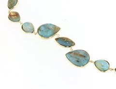 14Kt Yellow Gold with Double Tourquoise Stone Modern Fashion  Bracialet