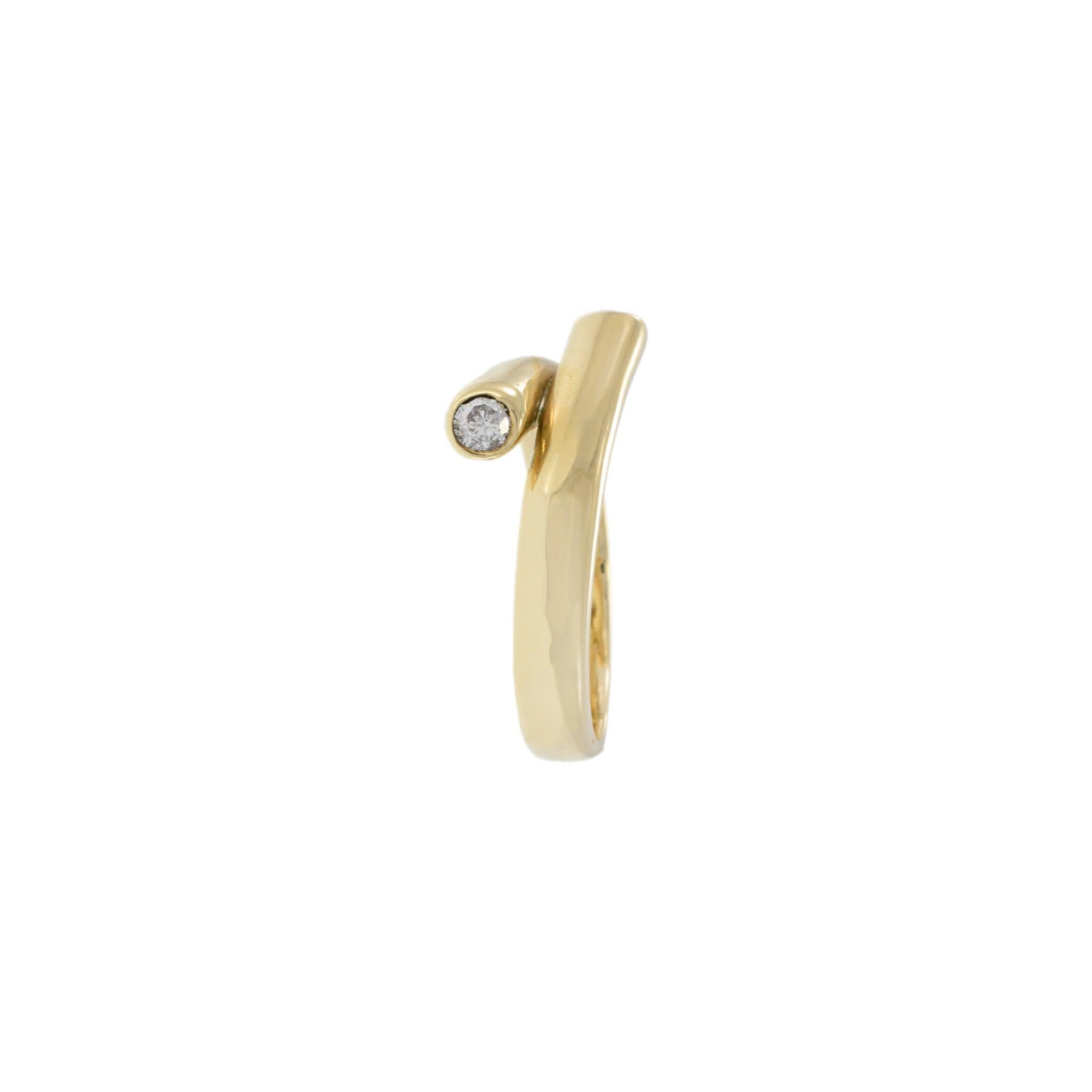 Round Cut 14KT Yellow Gold Wrap Ring with Round Diamond Accents For Sale