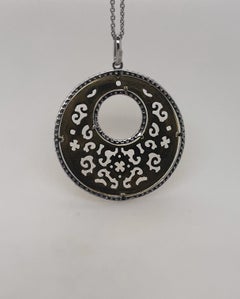 14kt Yellow & White Gold Open Diamond Circle Pendant Necklace