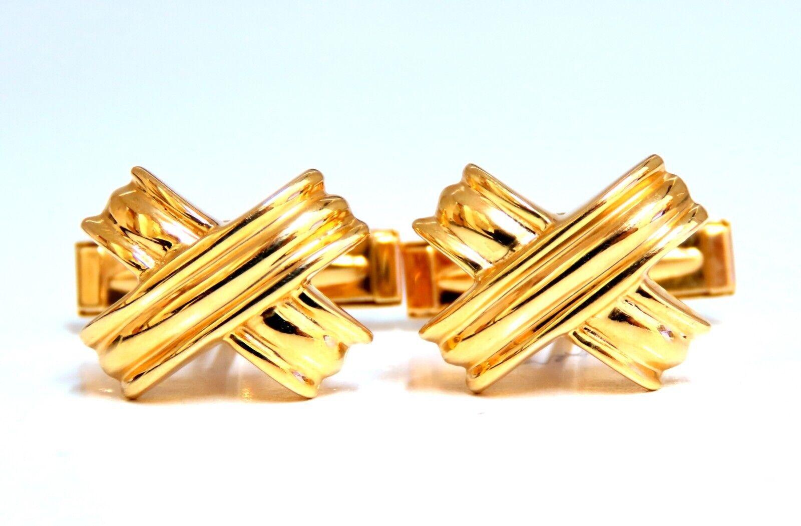 New classic X  cufflinks

14 x 11mm diameter top

14kt yellow gold

6.5 grams