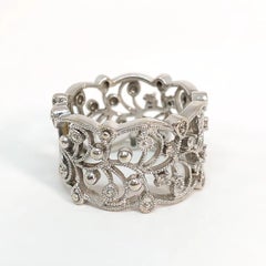 14KW .35ctw Diamond Filigree Lace Wide Lady’s Band Ring  Sz 6.5
